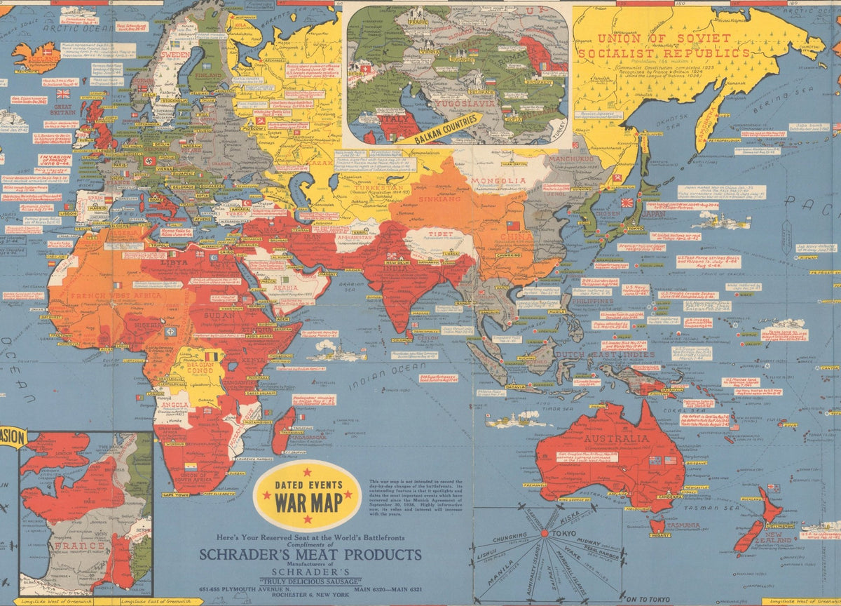 1944 "Dated Events War Map" by Stanley Turner - The Great Republic
