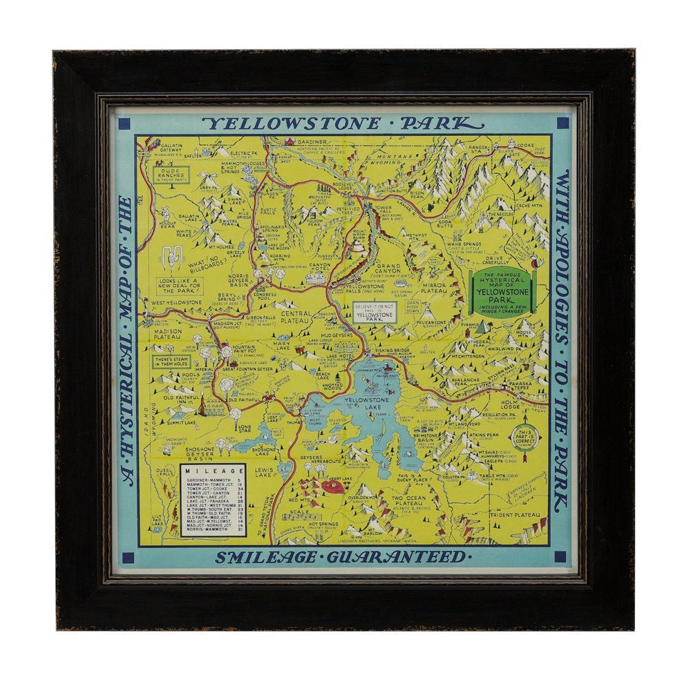 1948 "A Hysterical Map of Yellowstone National Park" by Jolly Lindgren, Second Edition Printing - The Great Republic