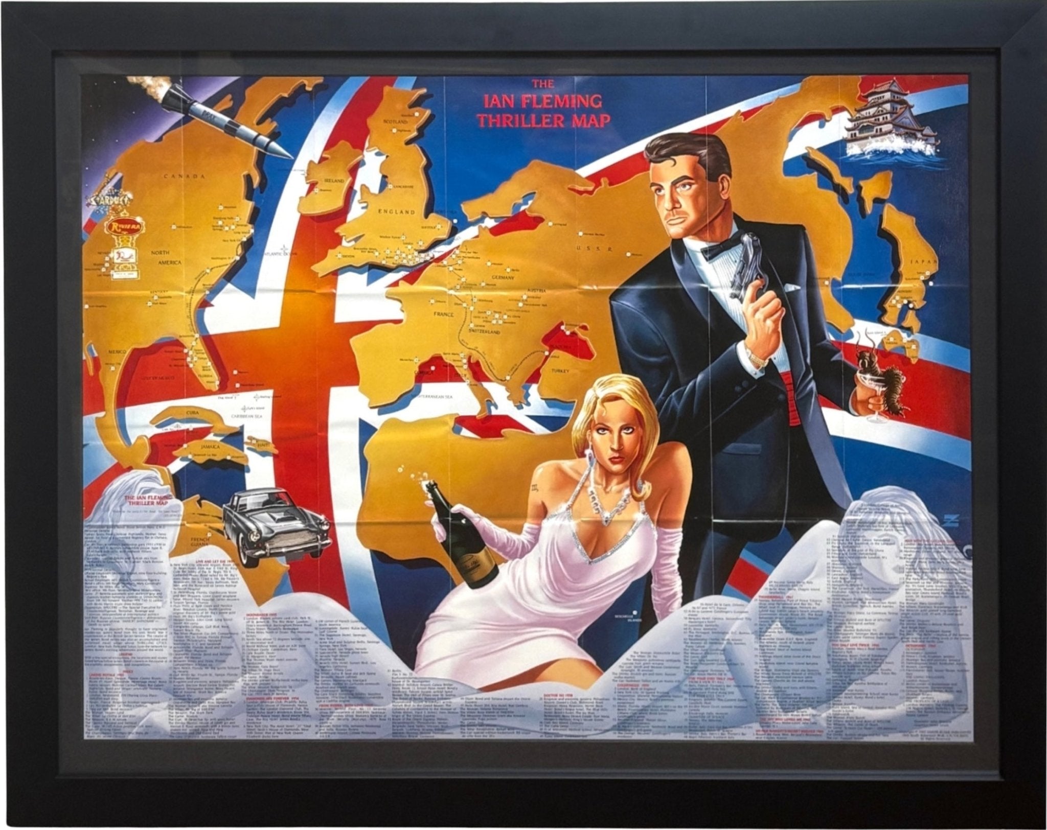 1987 "The Ian Fleming Thriller Map" by Aaron Blake Publishers - The Great Republic