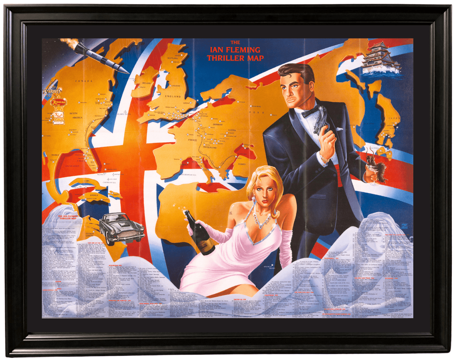 1987 "The Ian Fleming Thriller Map" by Aaron Silverman and Molly Maguire - The Great Republic