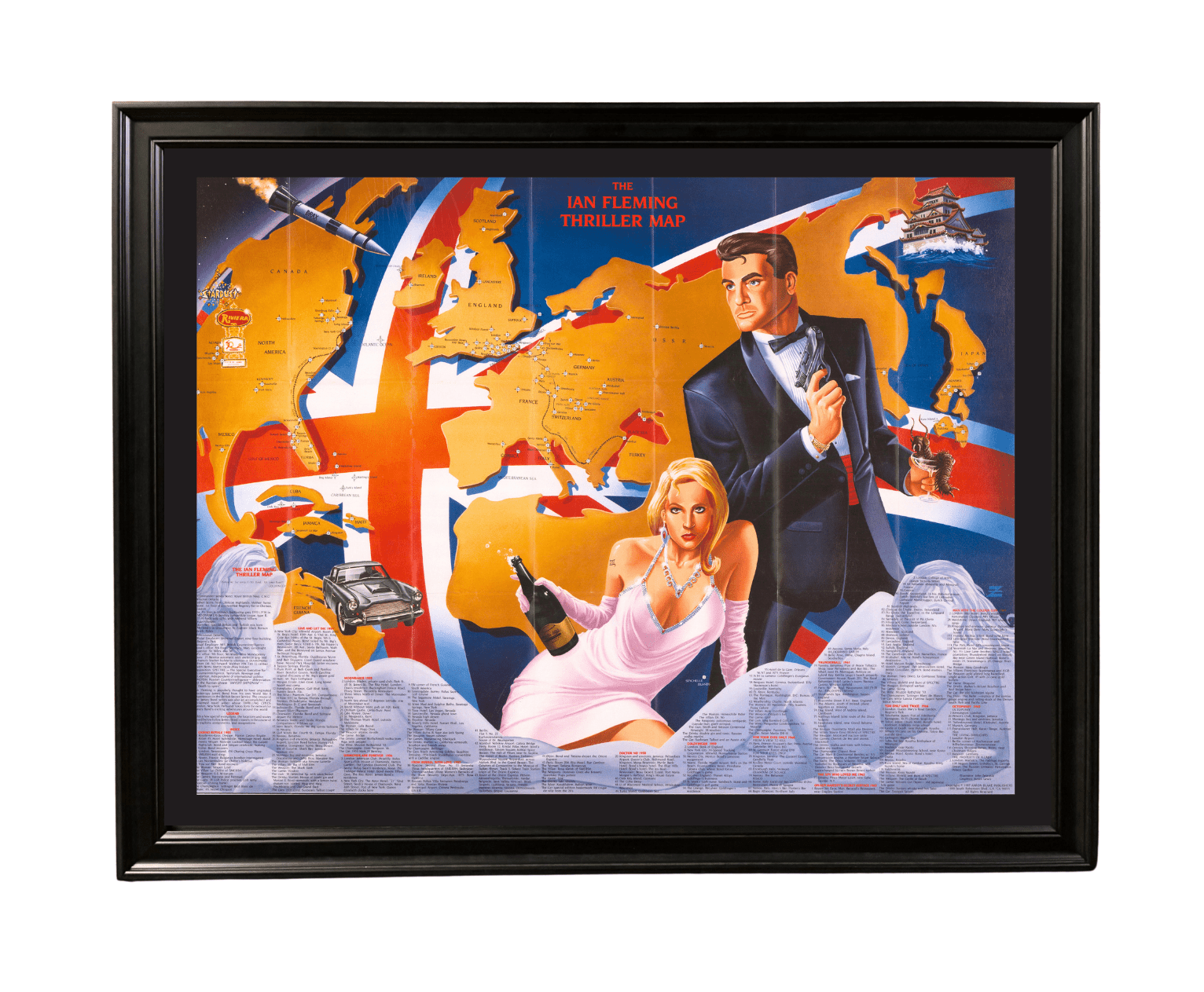 1987 "The Ian Fleming Thriller Map" by Aaron Silverman and Molly Maguire - The Great Republic