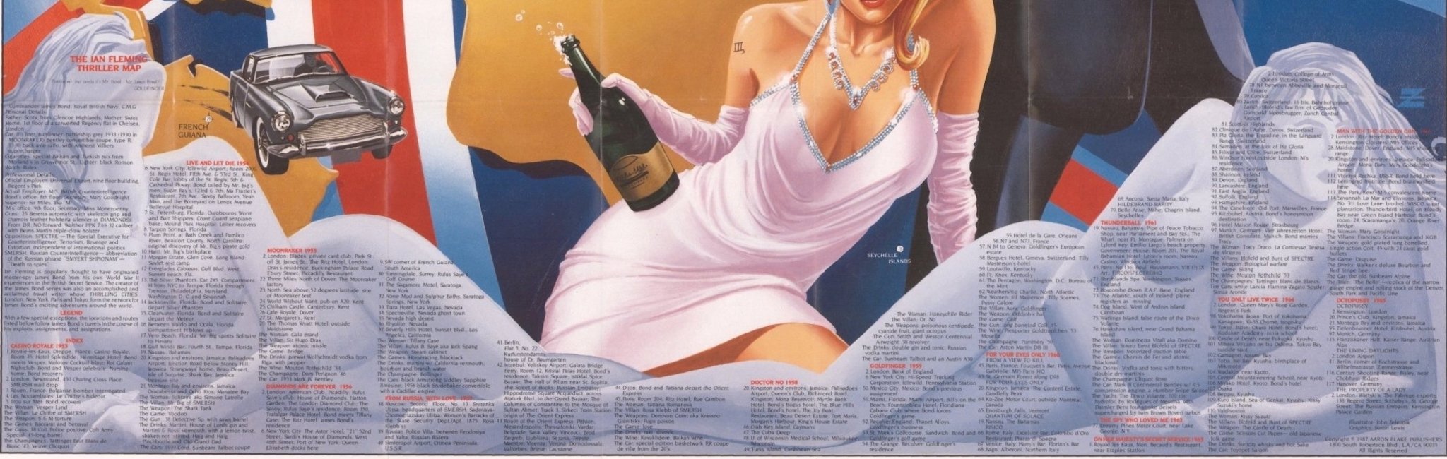 1987 "The Ian Fleming Thriller Map" by Aaron Silverman and Molly Maguire - The Great Republic