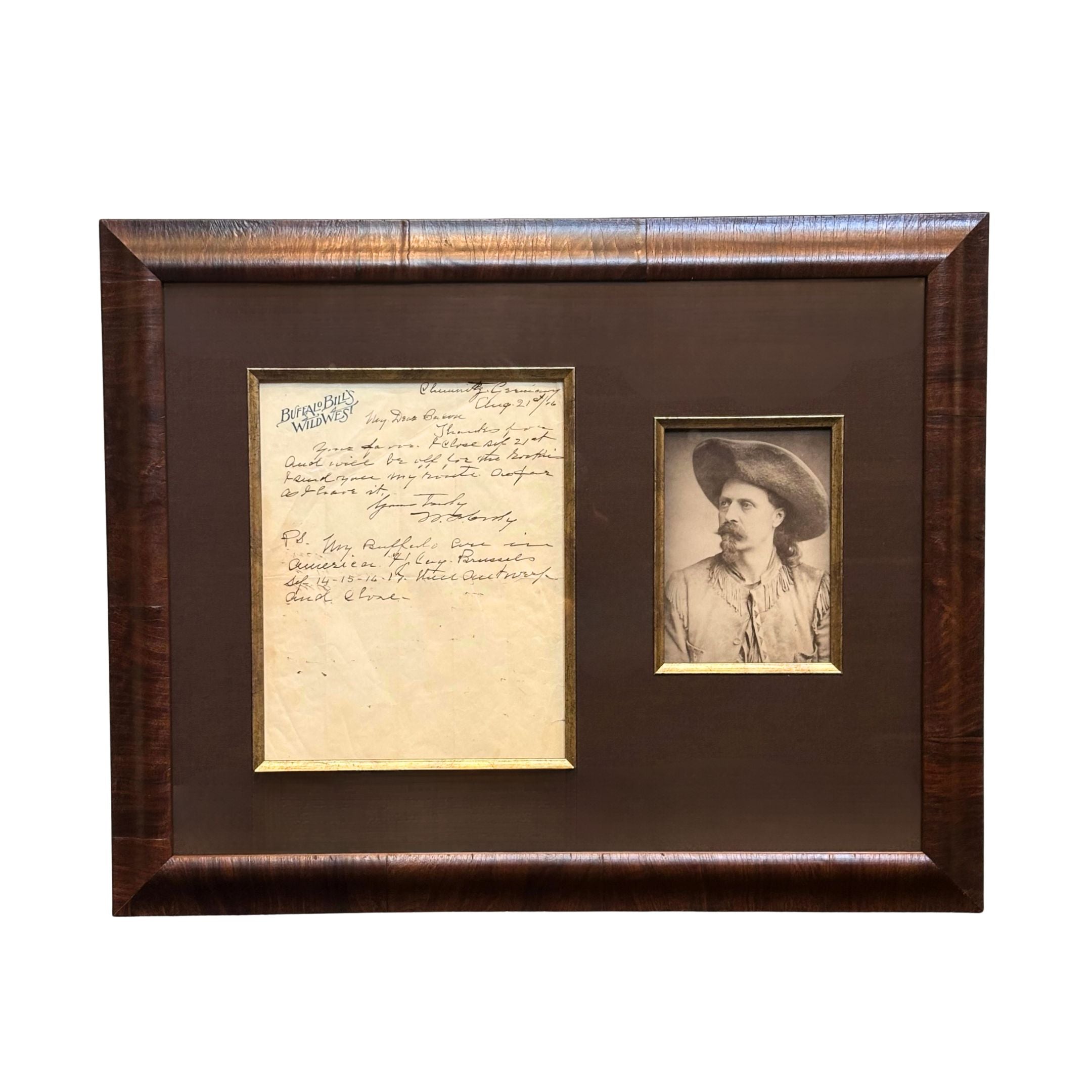 William F. Cody Letter Signed, on Buffalo Bill’s Wild West letterhead, Dated Aug 21, 1906