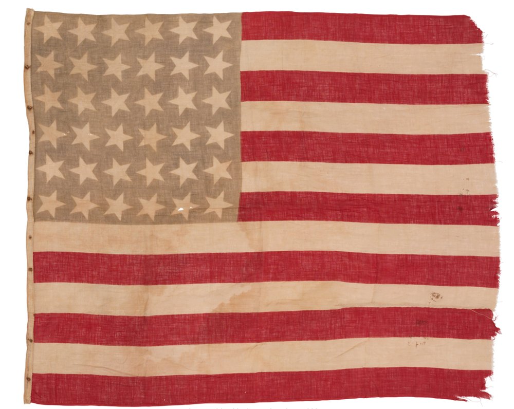 36 - Star Printed American Flag, Circa 1864 - 67 - The Great Republic
