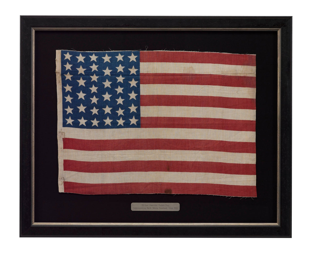 39-Star American Parade Flag, Commemorating North Dakota Statehood, Circa 1889 - The Great Republic