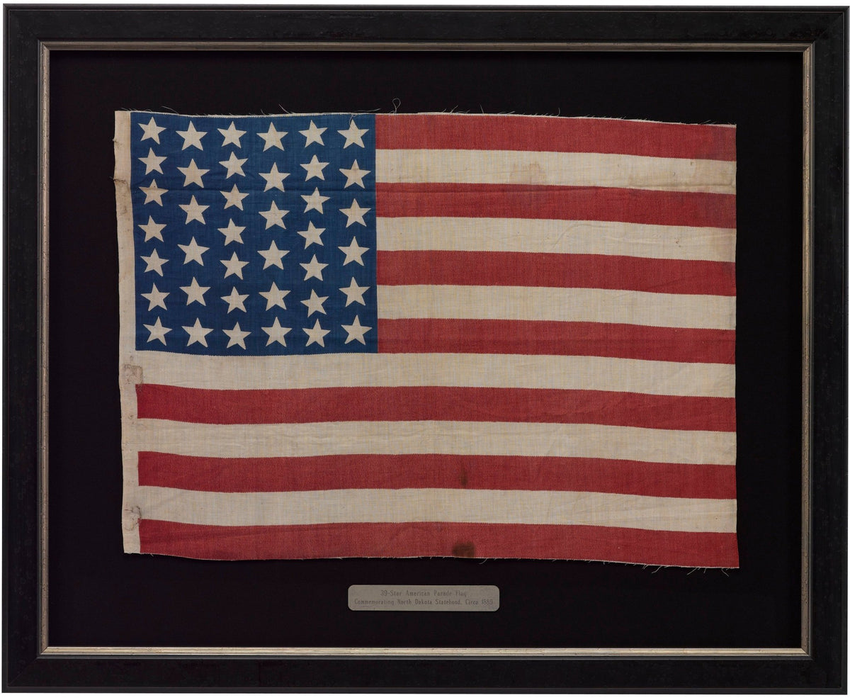 39-Star American Parade Flag, Commemorating North Dakota Statehood, Circa 1889 - The Great Republic