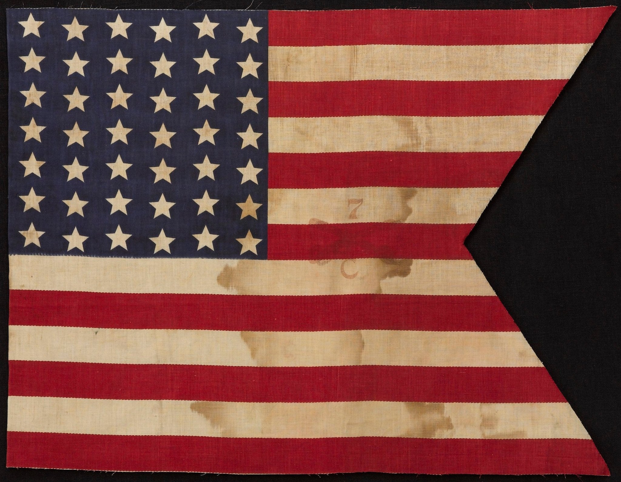 42 - Star 7th Cavalry Regiment Parade Guidon, Printed "7C", Circa 1889 - 1895 - The Great Republic