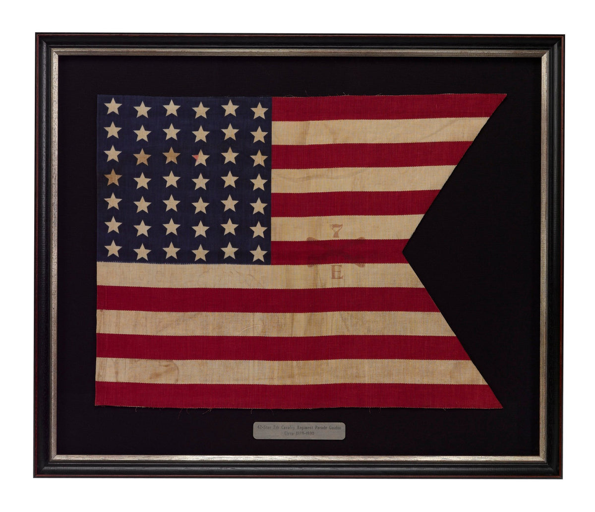 42-Star 7th Cavalry Regiment Parade Guidon, Printed "7E", Circa 1889-1895 - The Great Republic