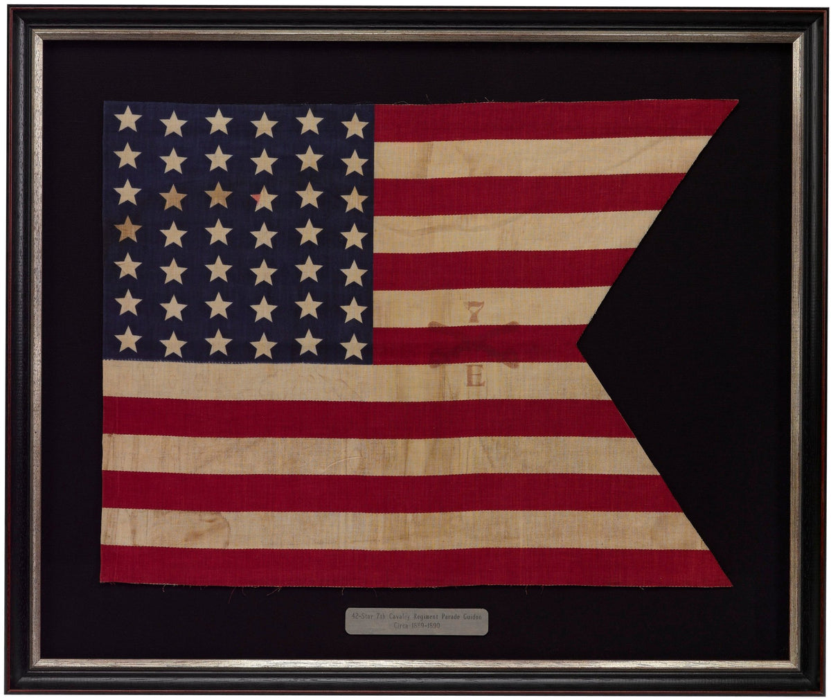 42-Star 7th Cavalry Regiment Parade Guidon, Printed "7E", Circa 1889-1895 - The Great Republic