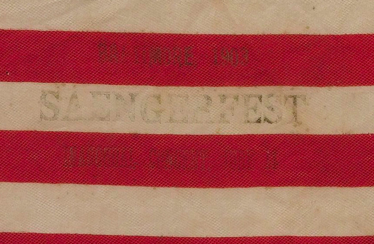 46-Star Printed American Flag, Stamped "Baltimore 1903 Saengerfest Inaugural Concert June 14" - The Great Republic