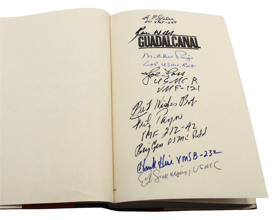 Guadalcanal by Edwin P. Hoyt, First Edition, Signed by 7 USMC VMF Fighter Pilots, 1981