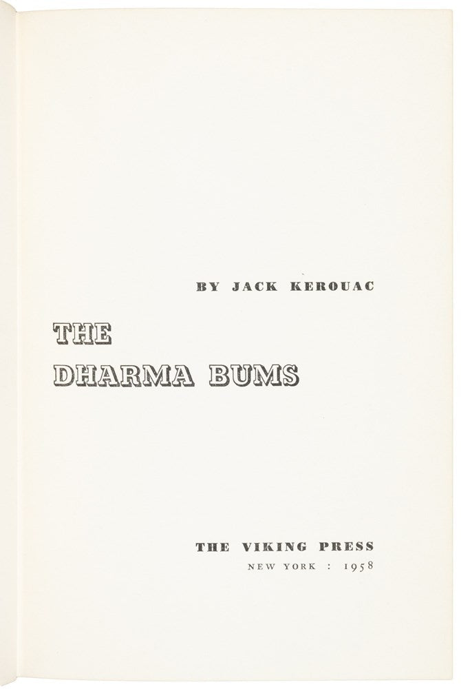 The Dharma Bums by Jack Kerouac, First Edition in Original Dust Jacket, 1958