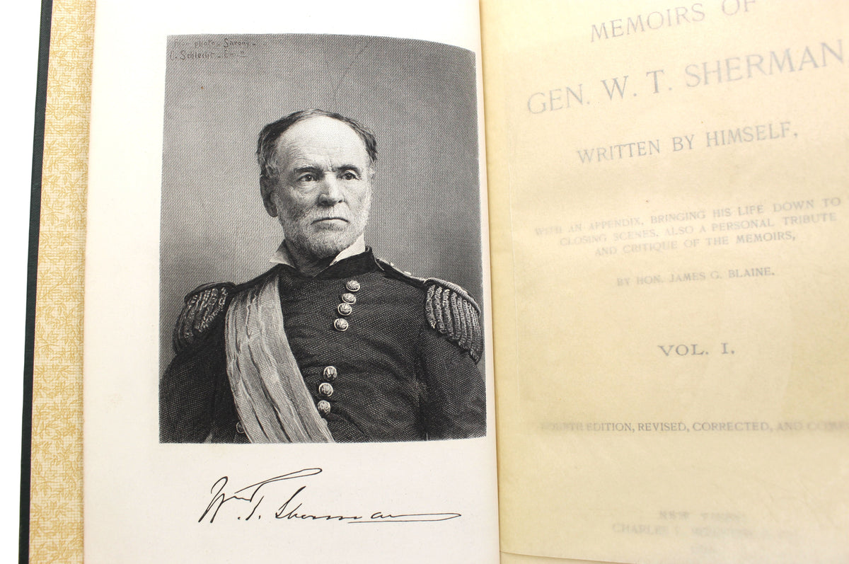 Memoirs of Gen. W.T. Sherman, Written by Himself, Fourth Edition in Shoulder Strap Binding, Two Volume Set, 1892