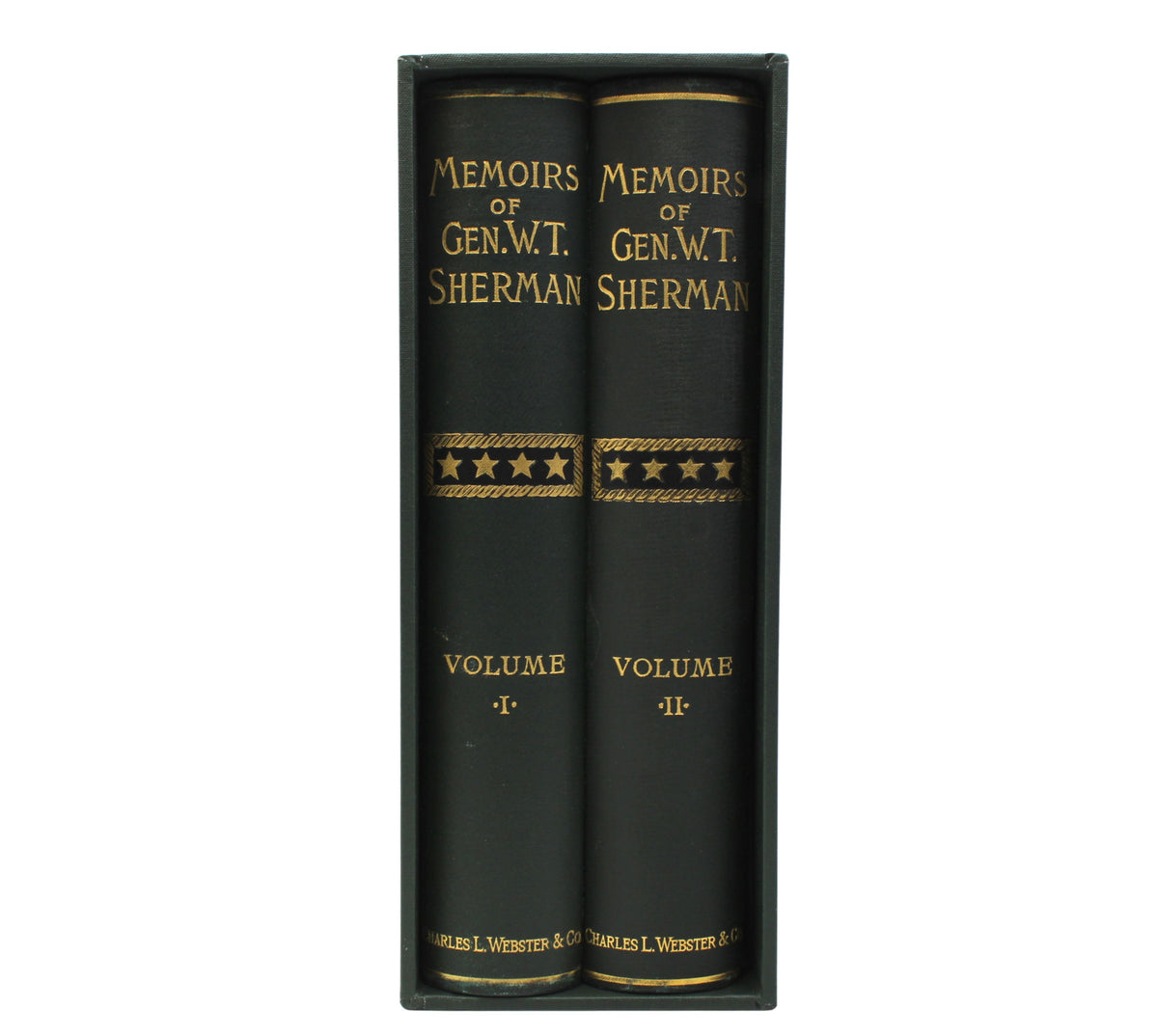 Memoirs of Gen. W.T. Sherman, Written by Himself, Fourth Edition in Shoulder Strap Binding, Two Volume Set, 1892
