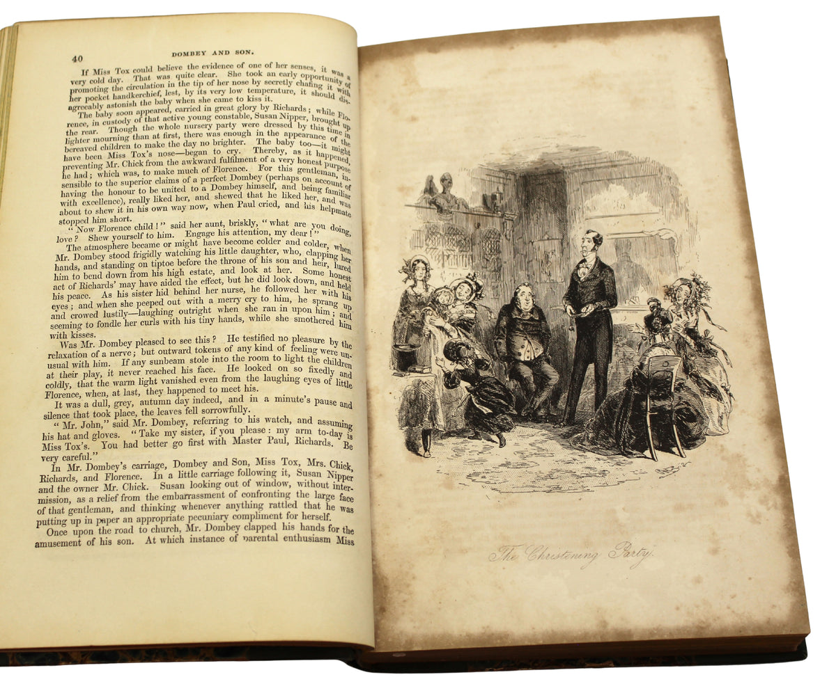 Dealings with the Firm of Dombey and Son by Charles Dickens, Illustrated by H. K. Browne, Early Printing in Two Volumes, 1848