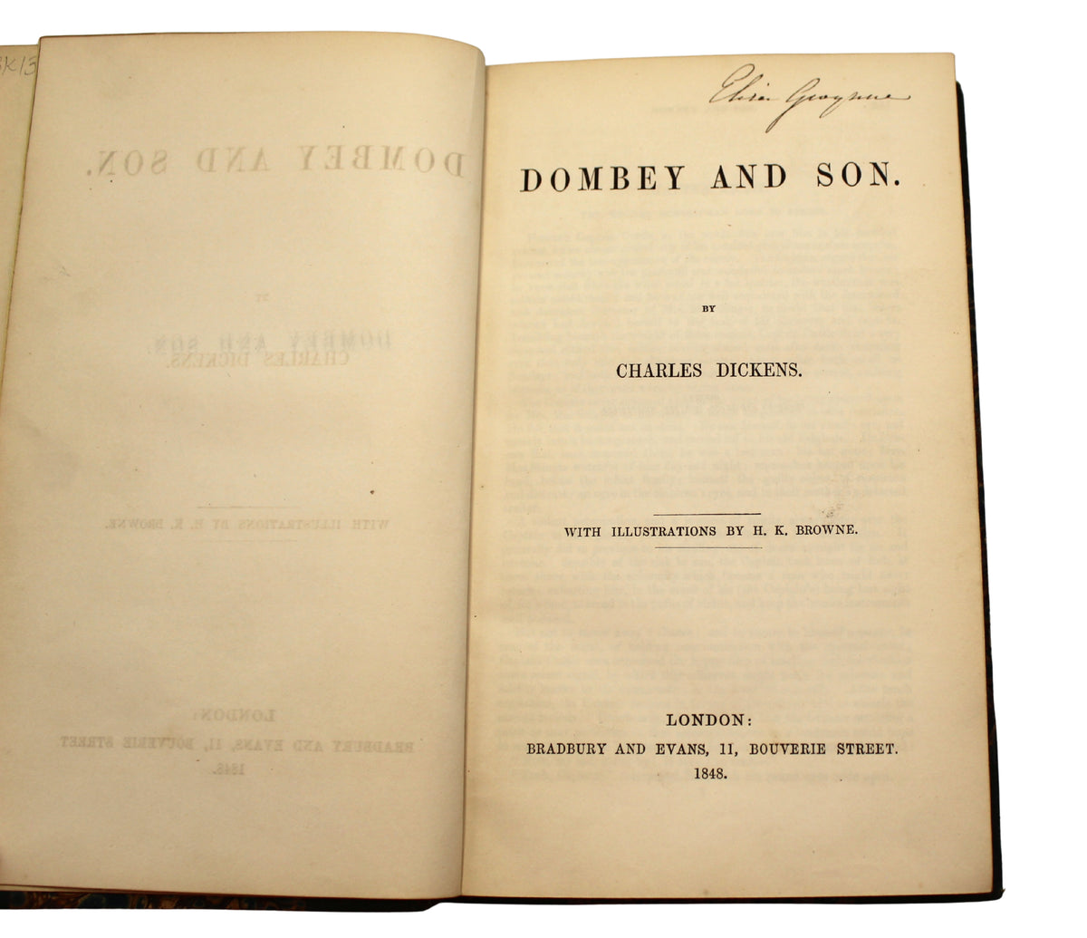 Dealings with the Firm of Dombey and Son by Charles Dickens, Illustrated by H. K. Browne, Early Printing in Two Volumes, 1848