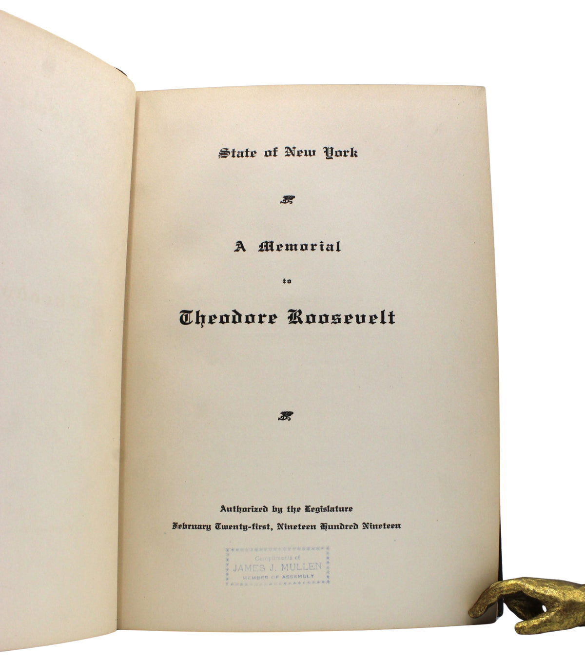 A Memorial to Theodore Roosevelt, Authorized by the State of New York Legislature, 1919