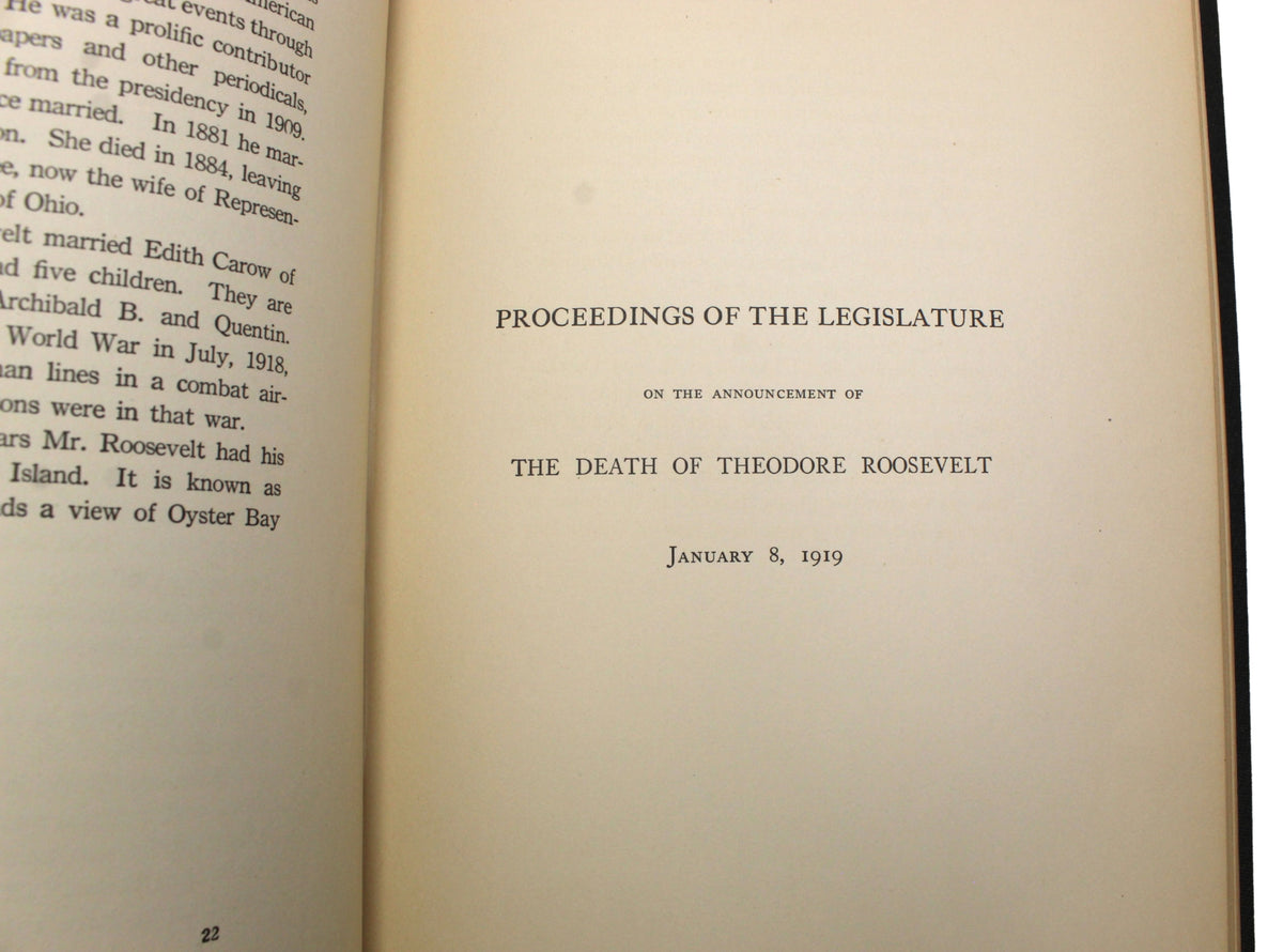 A Memorial to Theodore Roosevelt, Authorized by the State of New York Legislature, 1919
