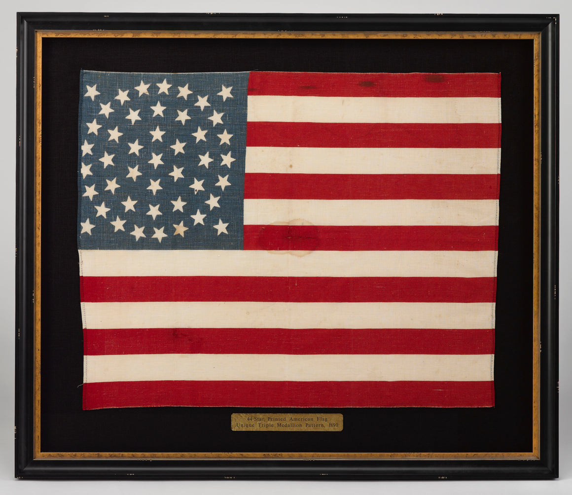 44-Star Printed American Flag, Unique Triple Medallion Pattern, 1890