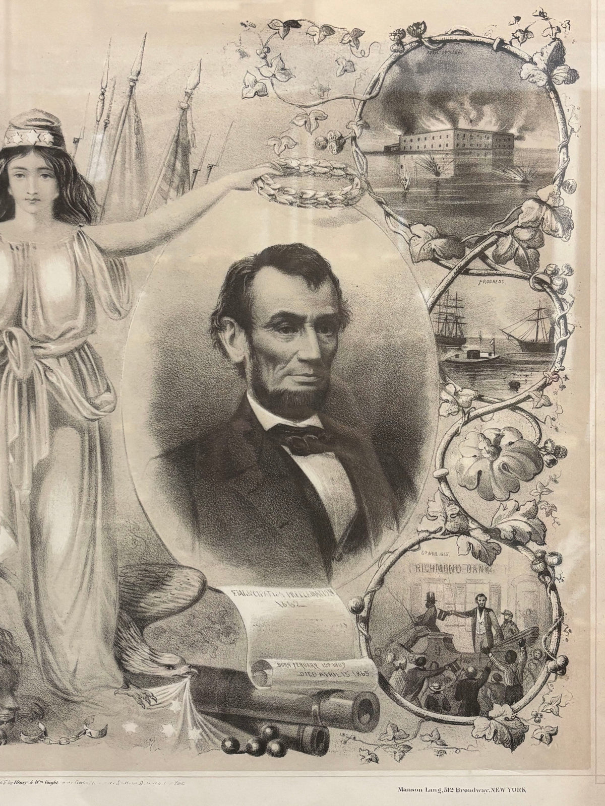 "Columbia's Noblest Sons" Lithograph by Henry and William Voight, 1865