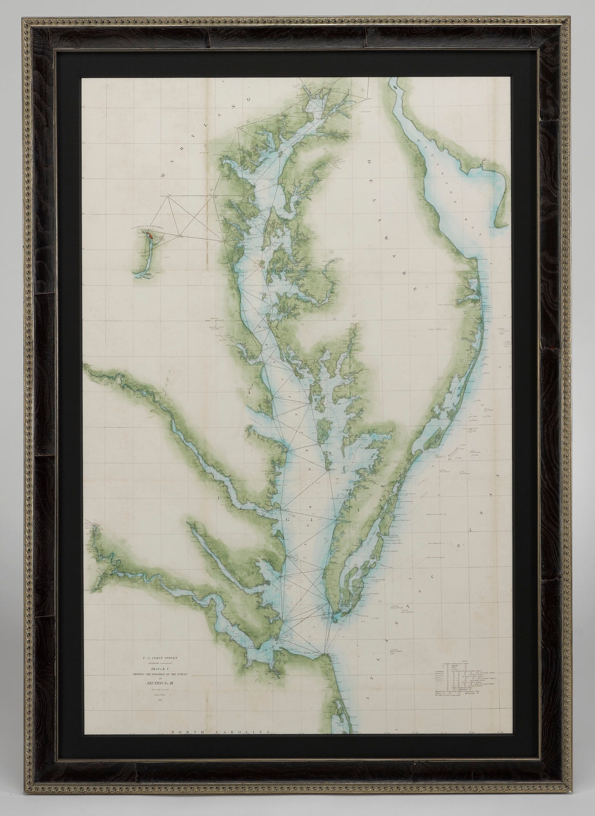1856 "U.S. Coast Survey Map of Chesapeake Bay and Delaware Bay" by A. D. Bache.