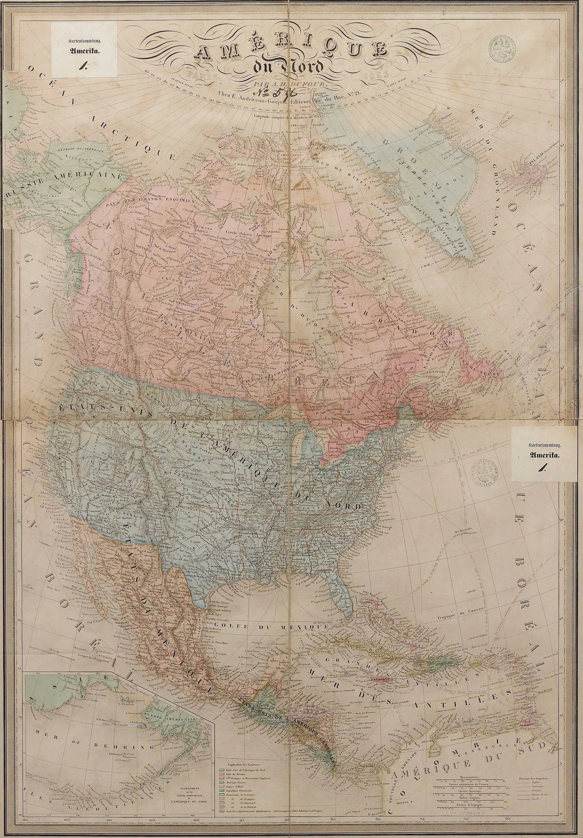 1864 "Amerique du Nord" by Adolphe Hippolyte Dufour