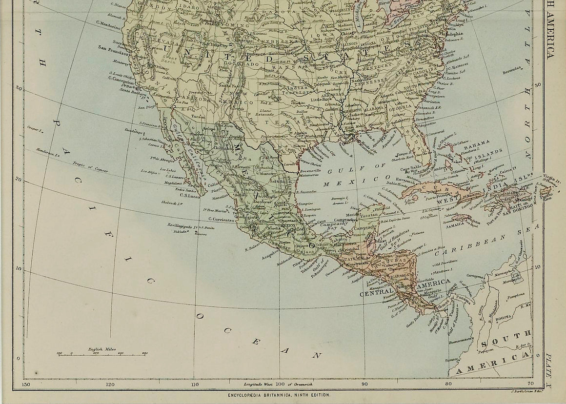 1875 "North America" by J. Bartholomew
