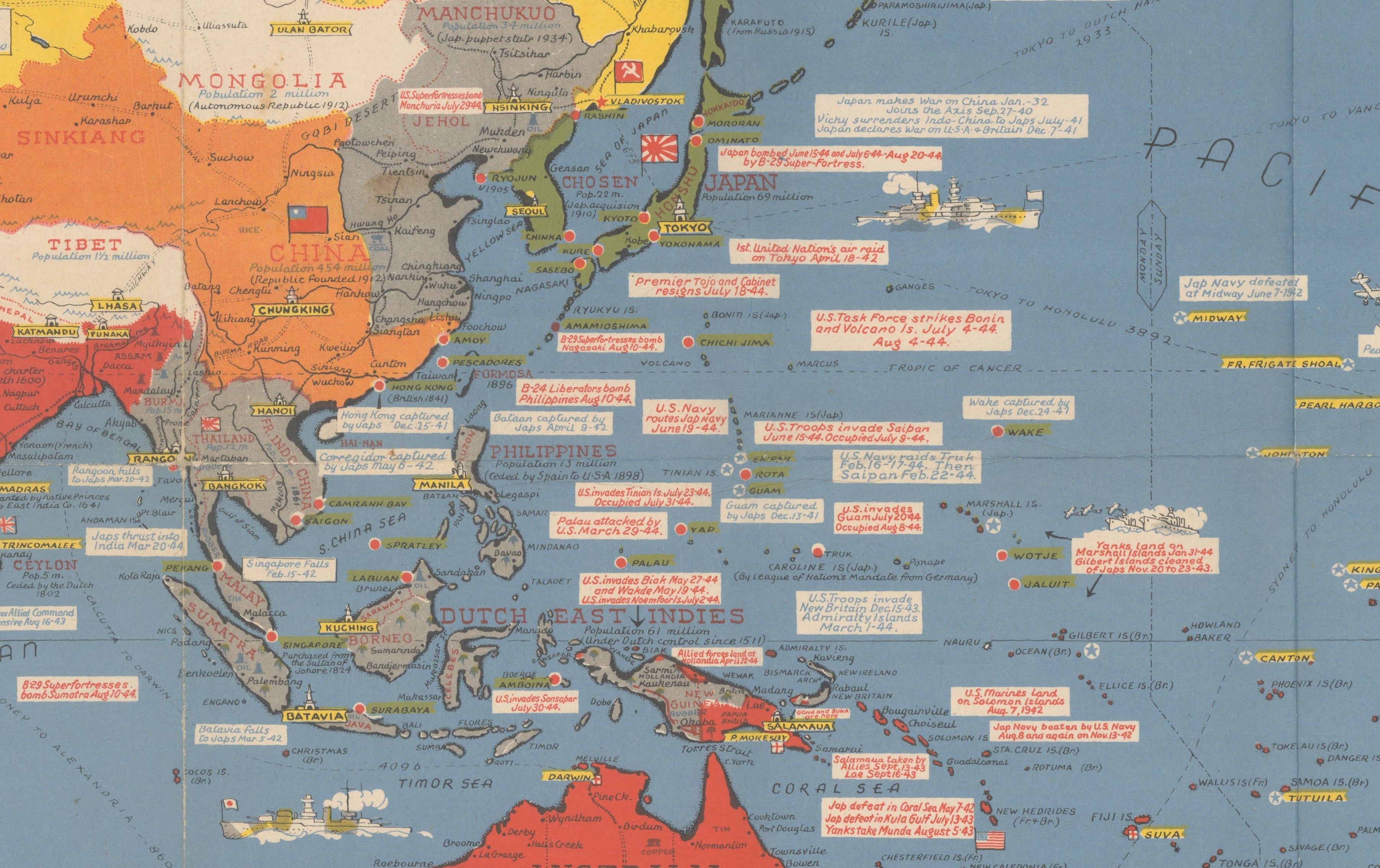 1944 "Dated Events War Map" by Stanley Turner