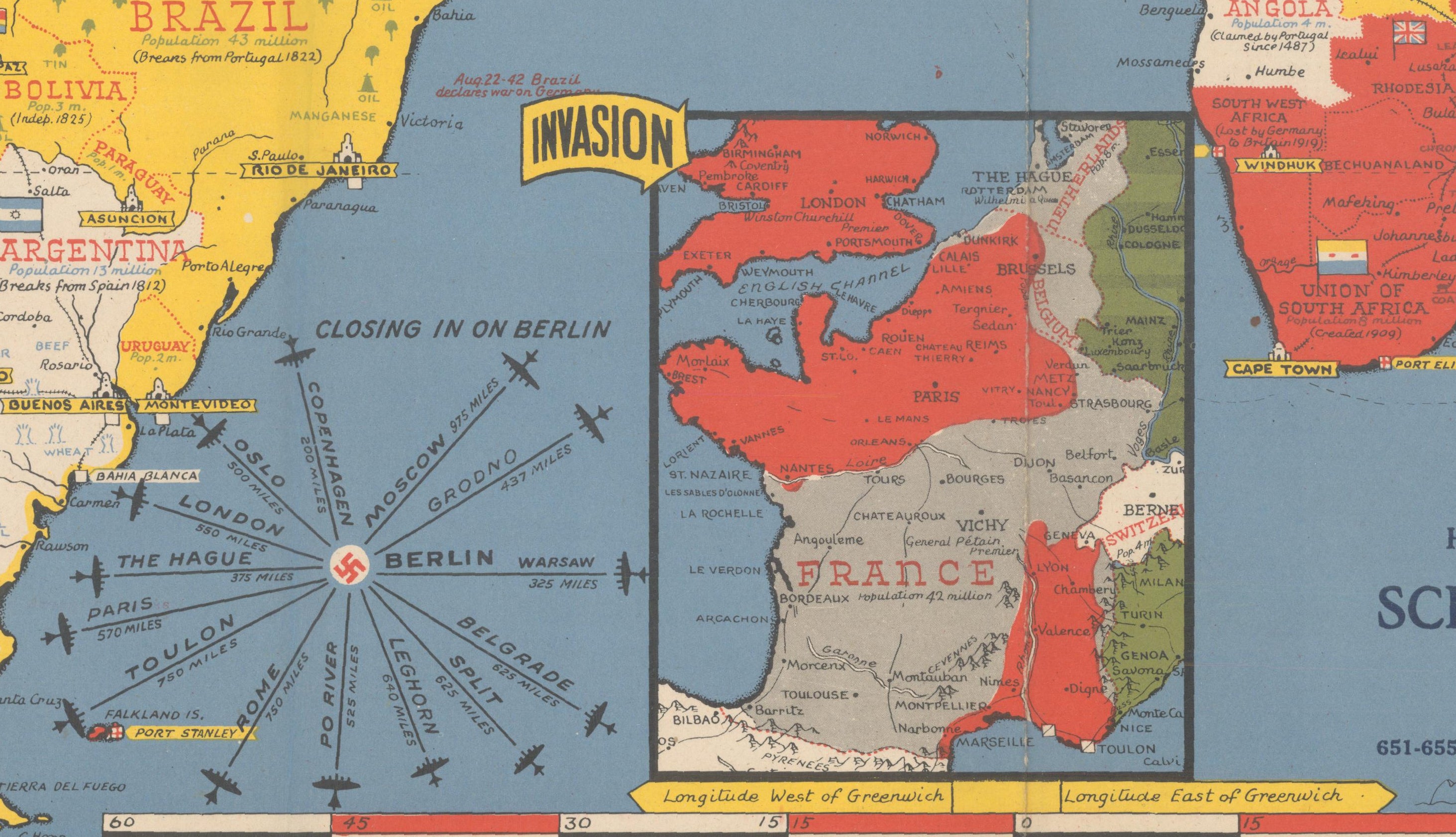1944 "Dated Events War Map" by Stanley Turner