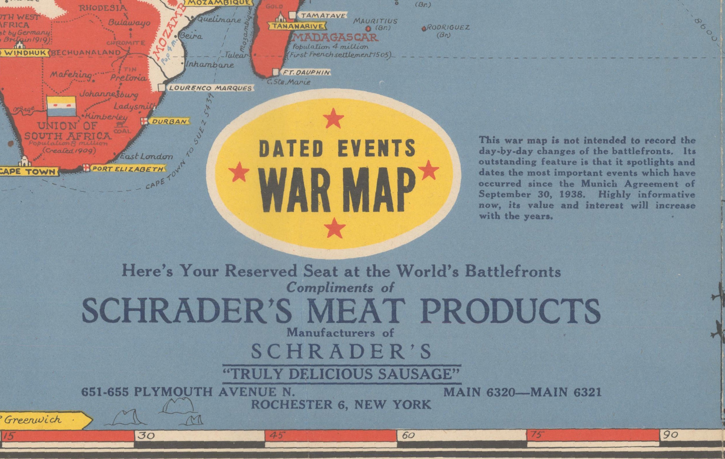 1944 "Dated Events War Map" by Stanley Turner