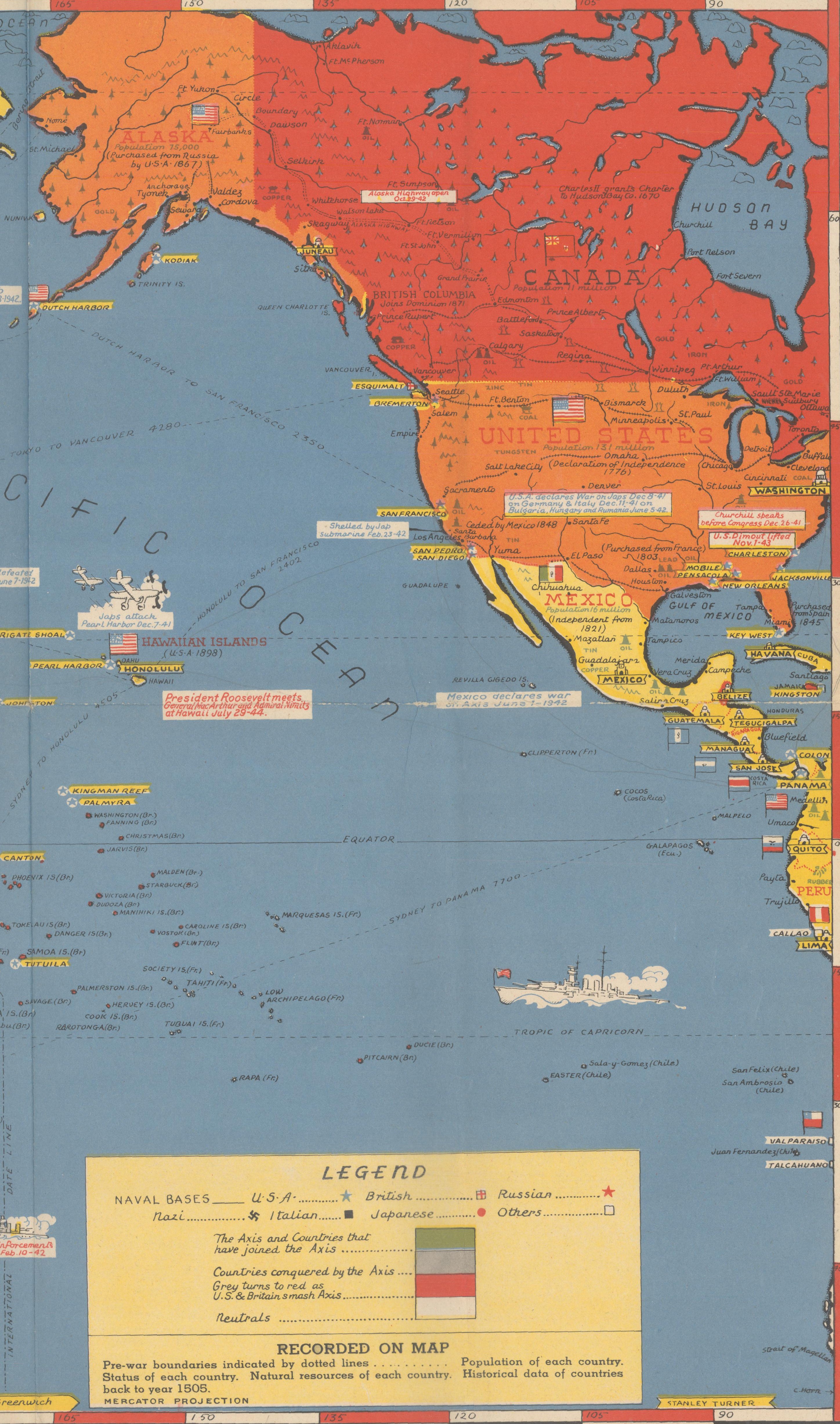 1944 "Dated Events War Map" by Stanley Turner