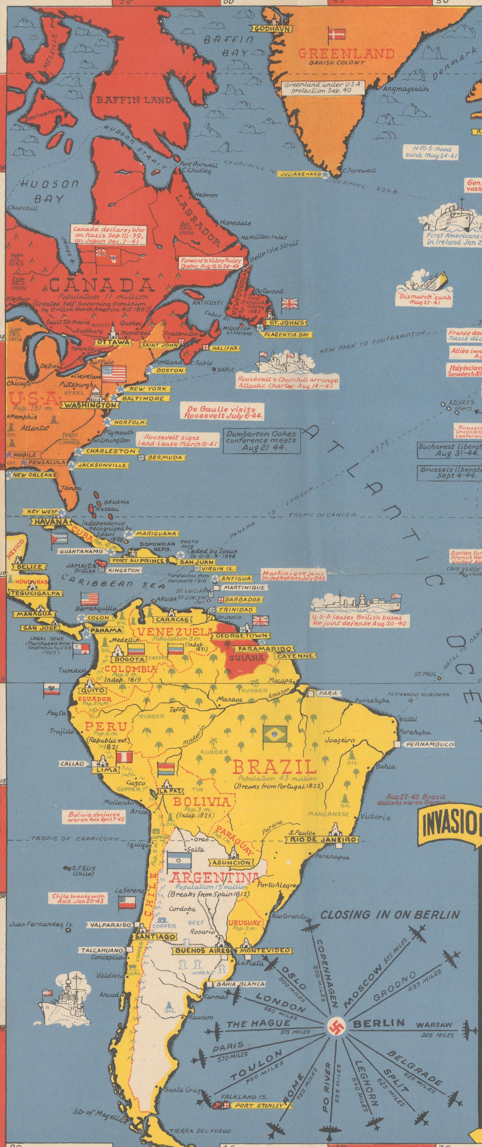 1944 "Dated Events War Map" by Stanley Turner