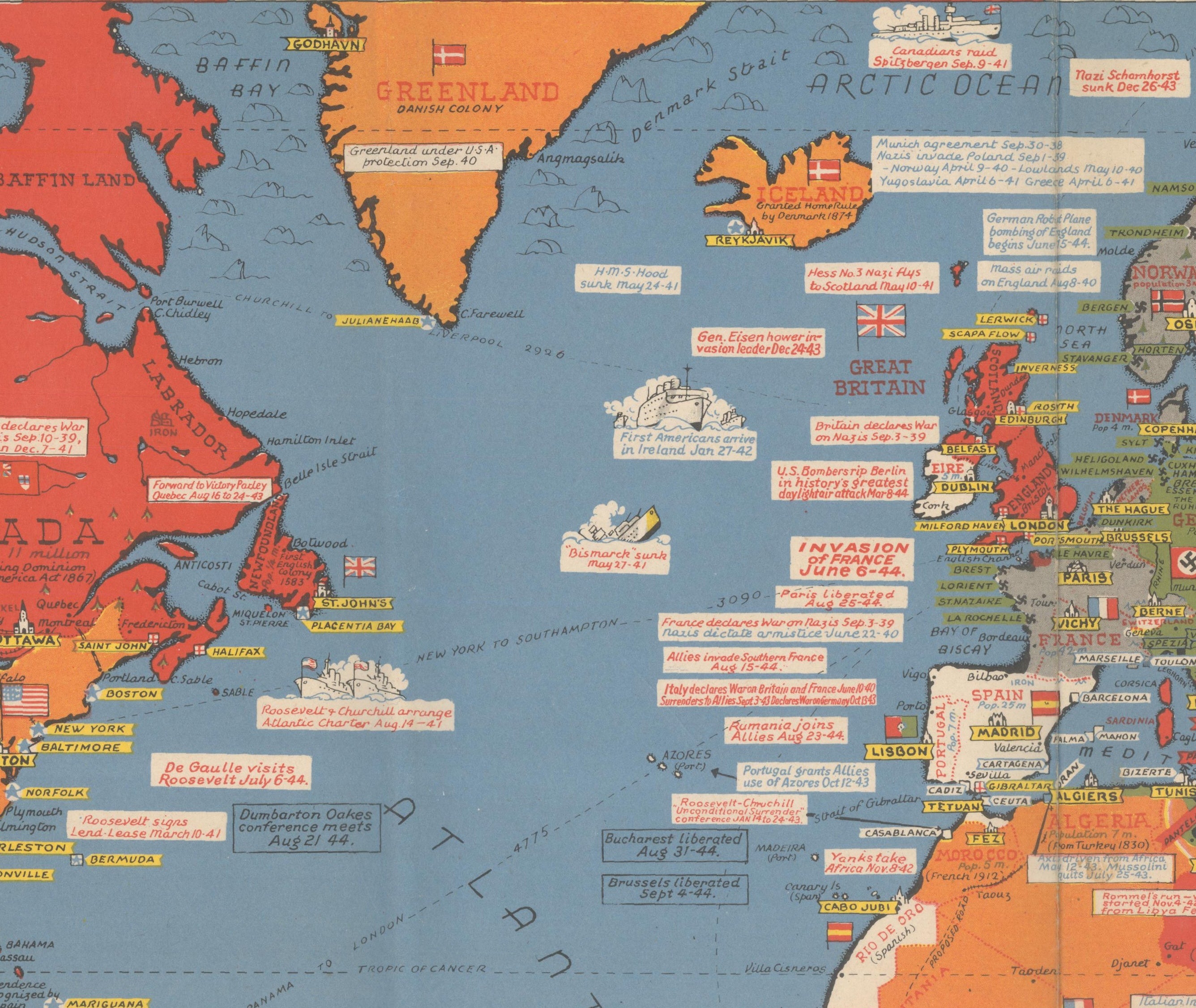 1944 "Dated Events War Map" by Stanley Turner