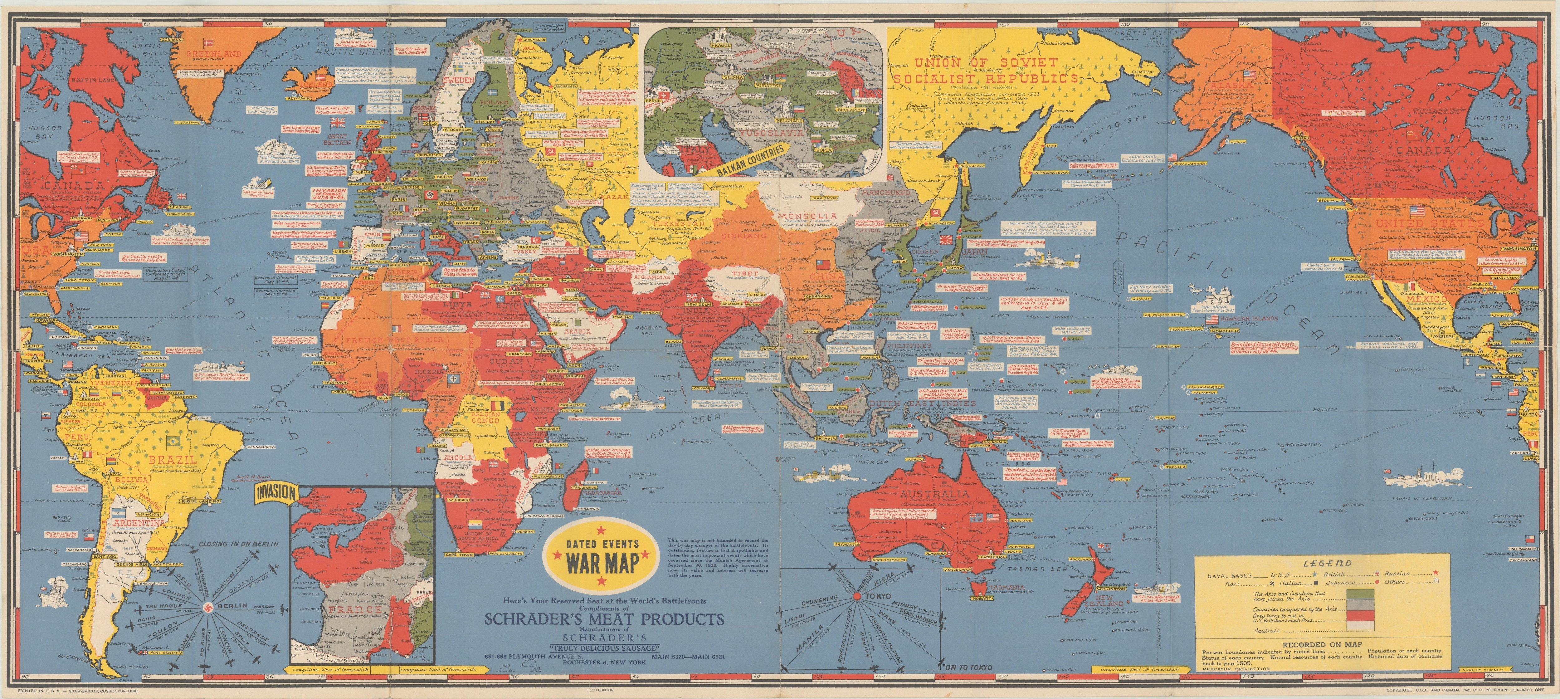 1944 "Dated Events War Map" by Stanley Turner