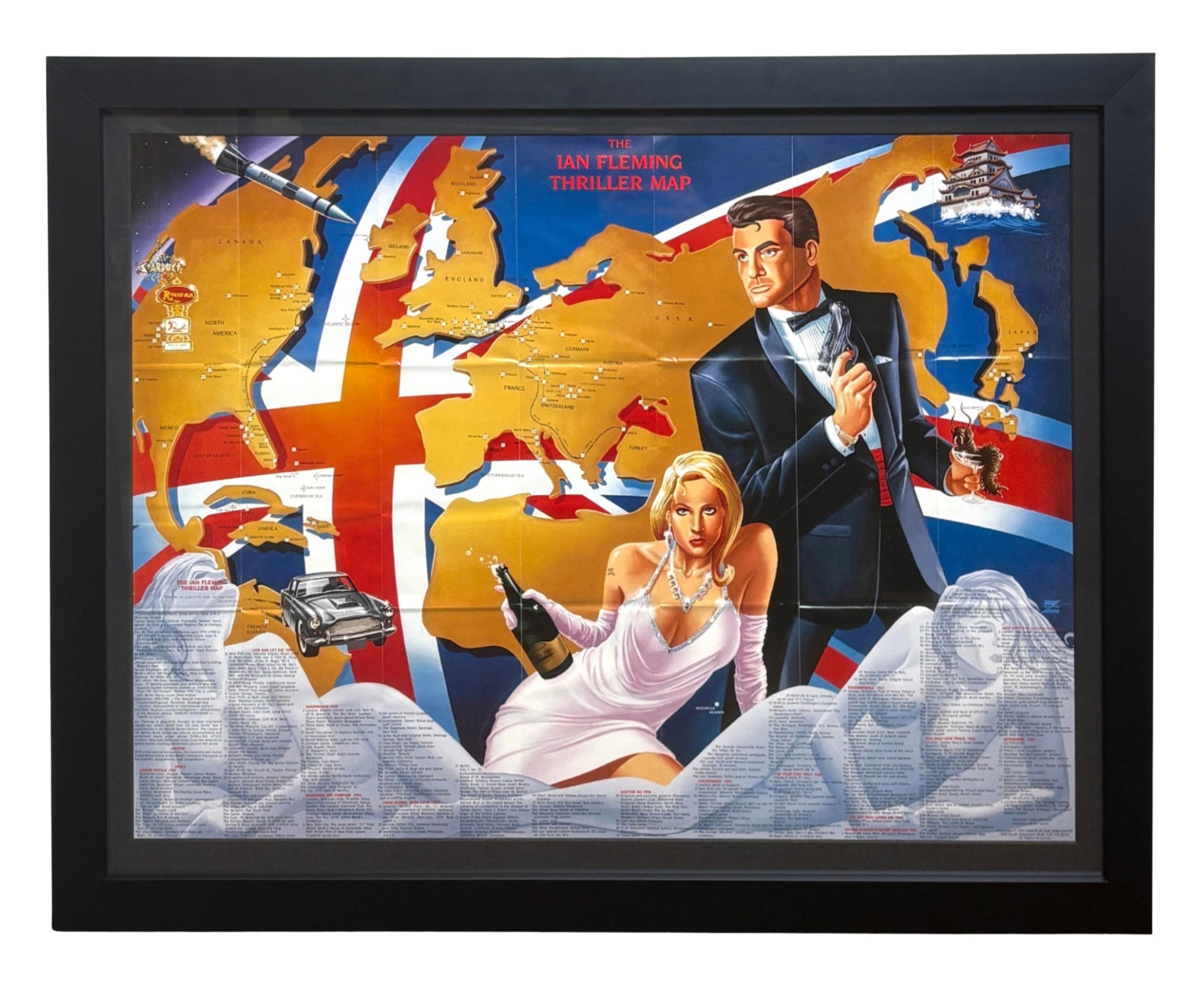 1987 "The Ian Fleming Thriller Map" by Aaron Blake Publishers