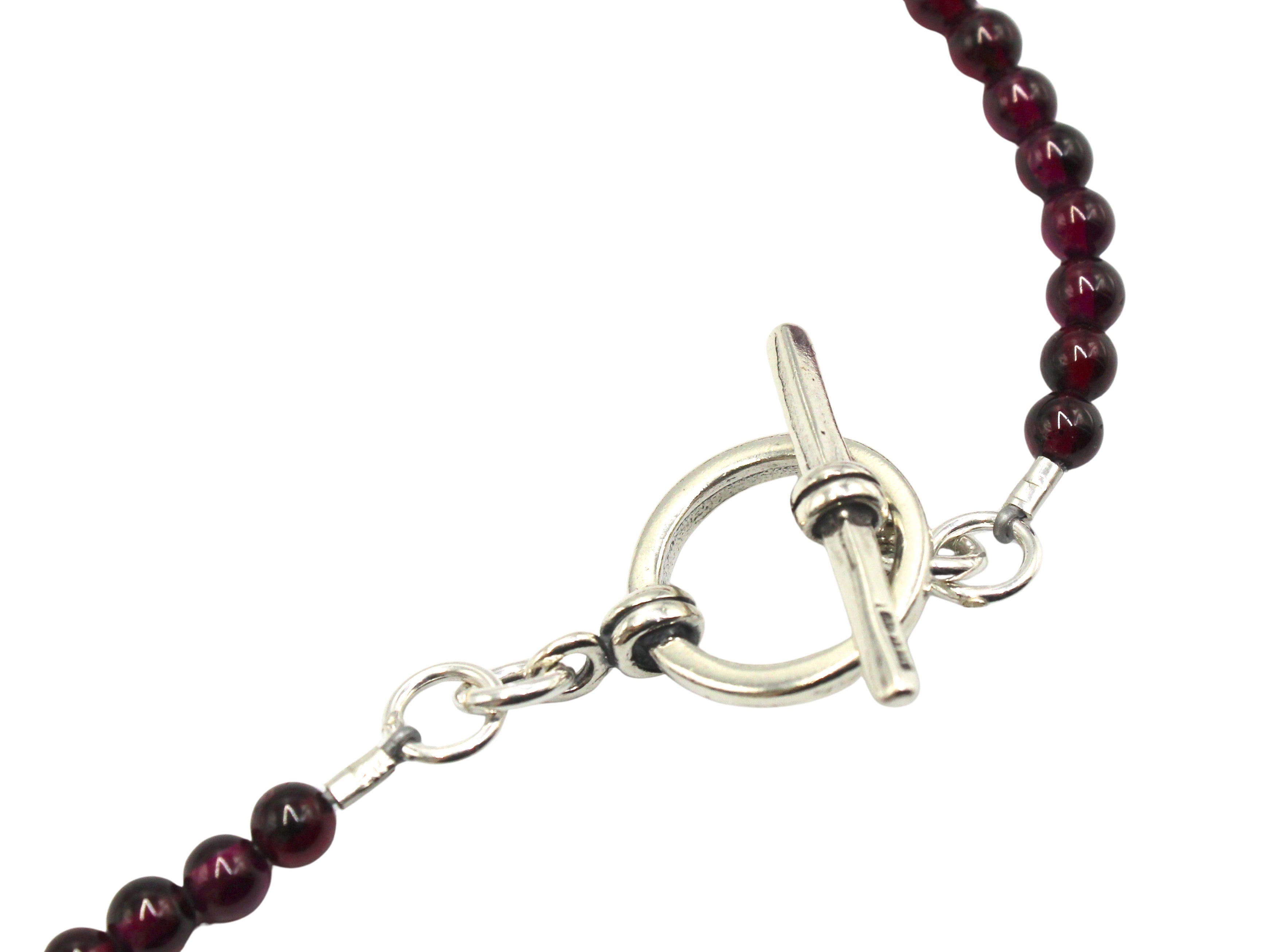 Antique Belgian Sterling Silver Nun’s Cross on a Garnet Necklace