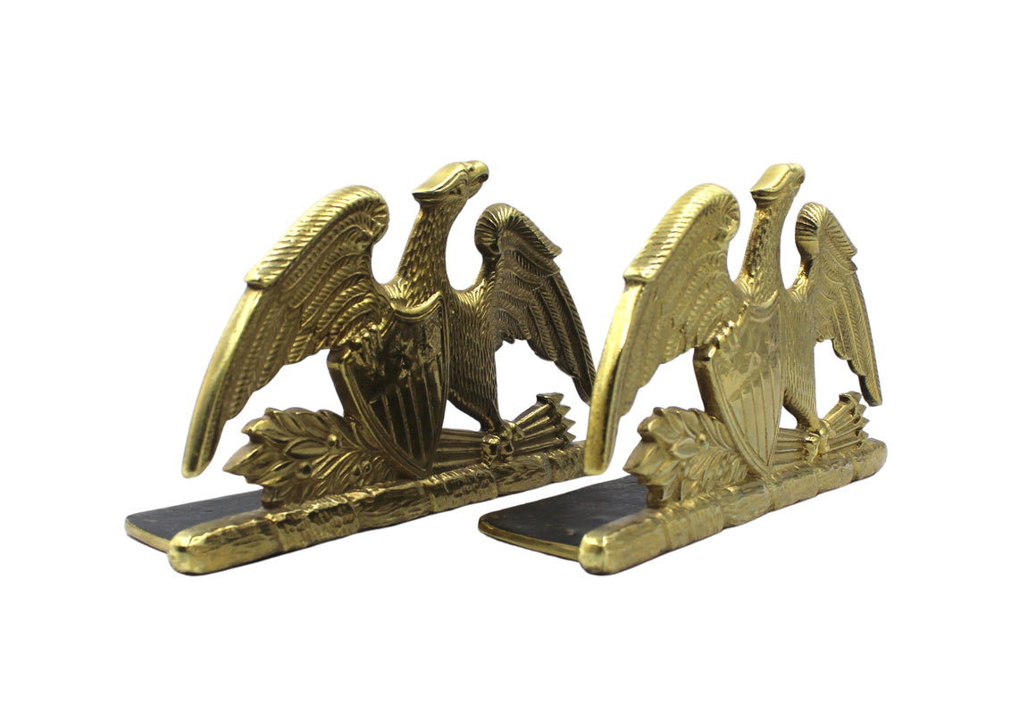 Vintage Spreadwing Brass Eagle Bookends by Virginia Metalcrafters, 1952