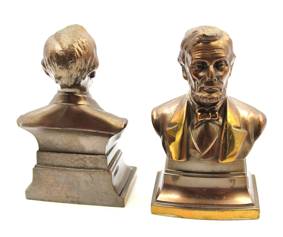 Vintage Abraham Lincoln Bust Bookends by PM American Craftsman
