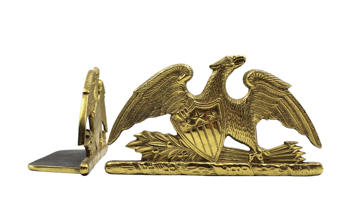 Vintage Spreadwing Brass Eagle Bookends by Virginia Metalcrafters, 1952