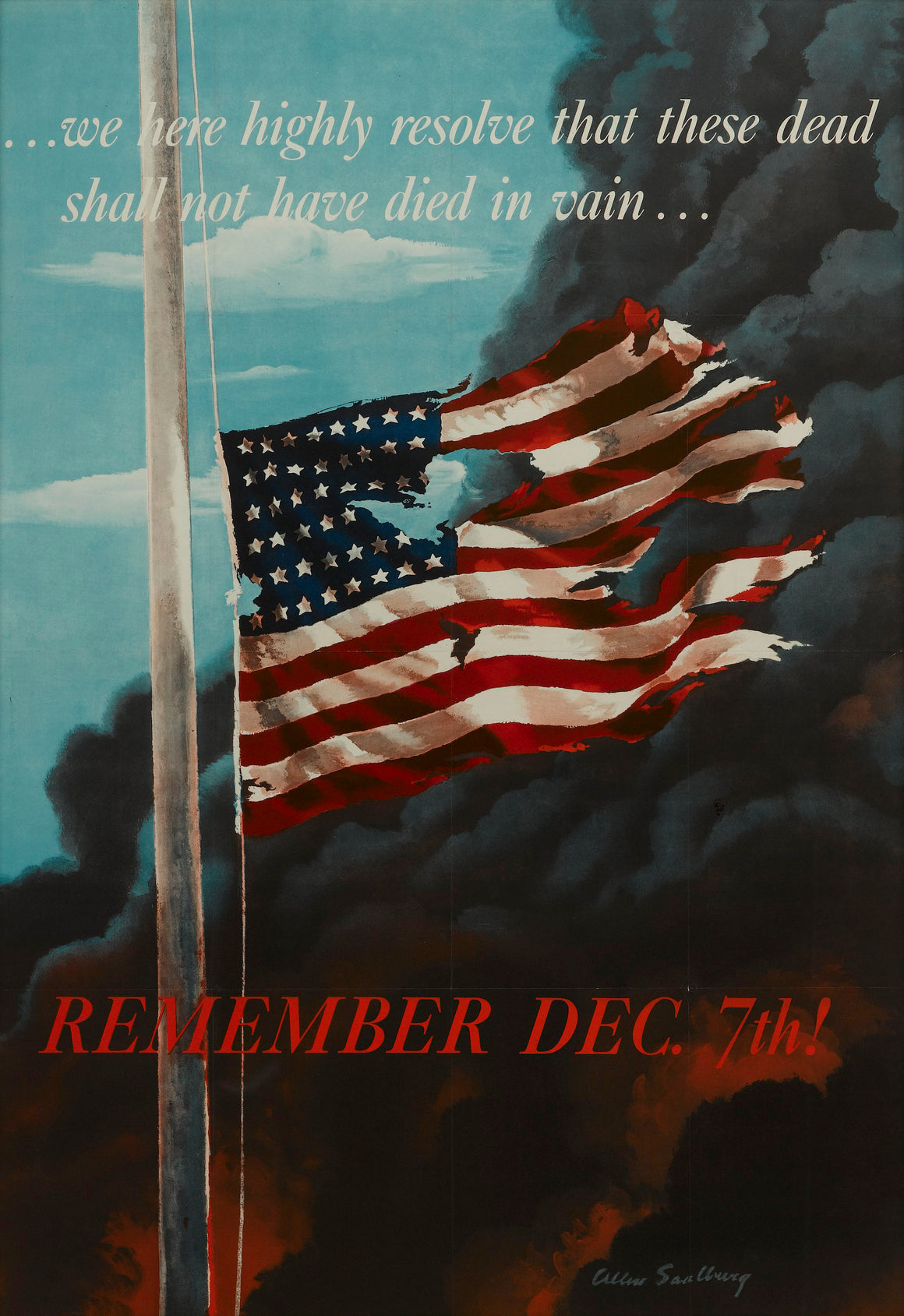 "Remember December 7th!" Vintage WWII Poster by Allen Saalburg, 1942