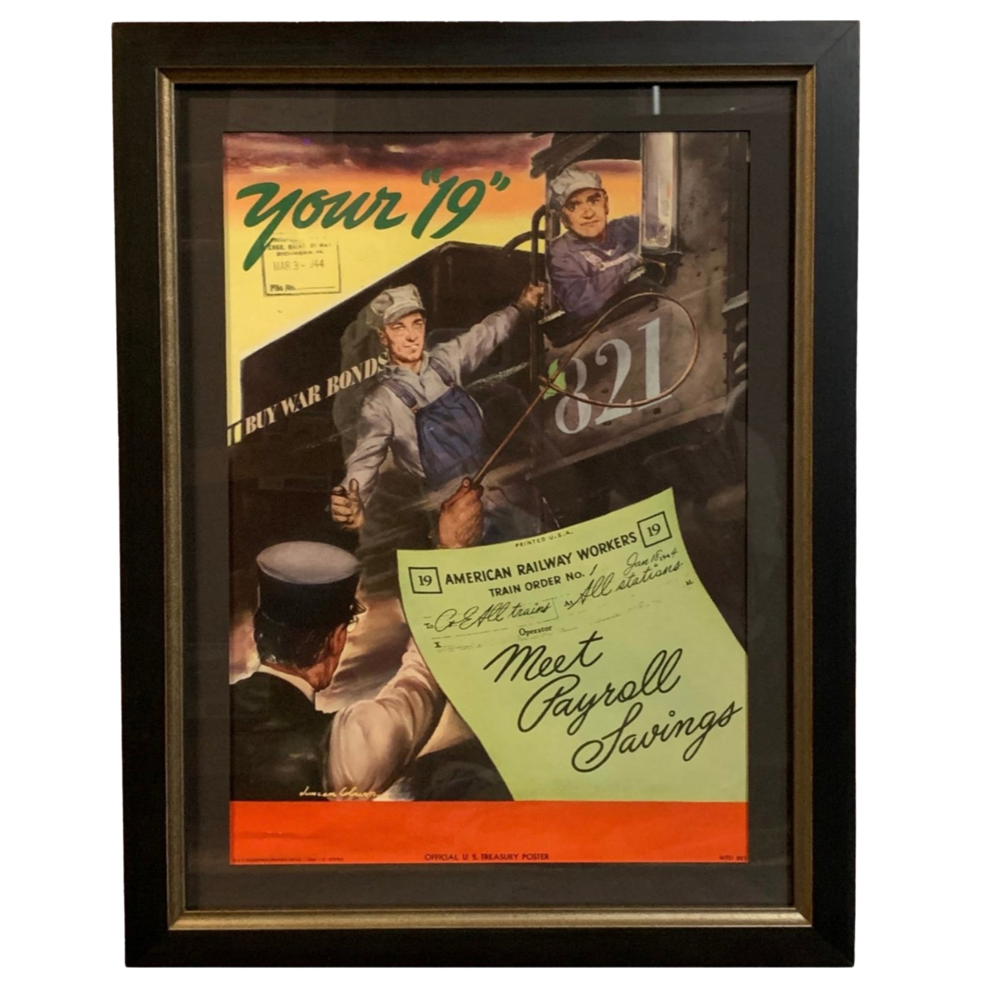 "Your '19'" Vintage WWII U.S. Treasury Poster, 1944