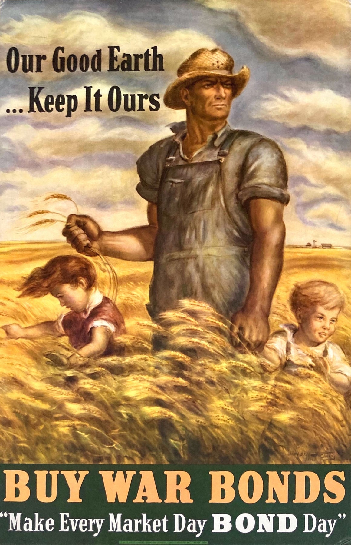 "Our Good Earth... Keep it Ours" Vintage WWII War Bonds Poster by John Steuart Curry, 1943