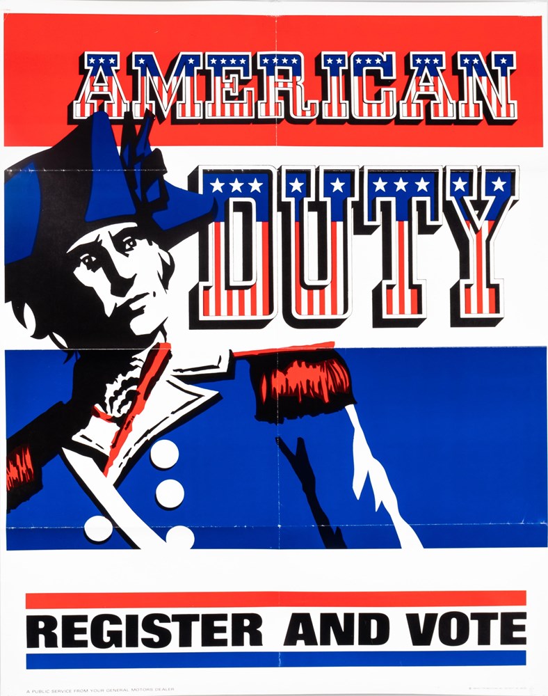 "American Duty. Register and Vote" Vintage General Motors Poster, circa 1950s