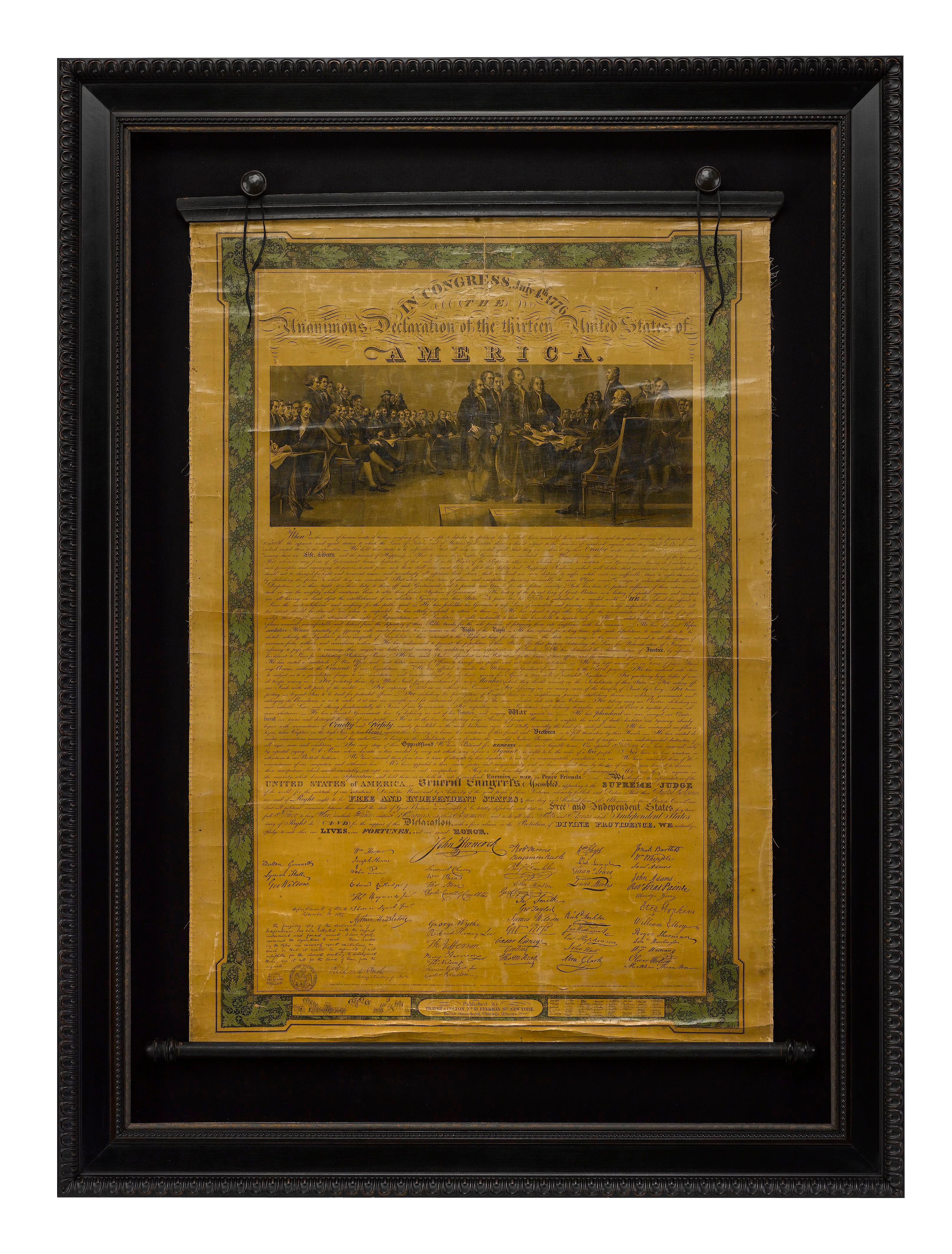 Declaration of Independence Broadside, Published by Thayer & Colton, Printed by Lang & Laing, c. 1860