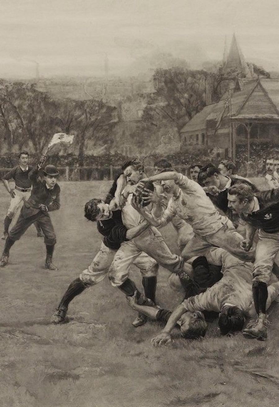 “A Football Match, Scotland v. England” by William Overhand and Lionel Smythe, Signed Limited Edition Photogravure, 1889 - The Great Republic
