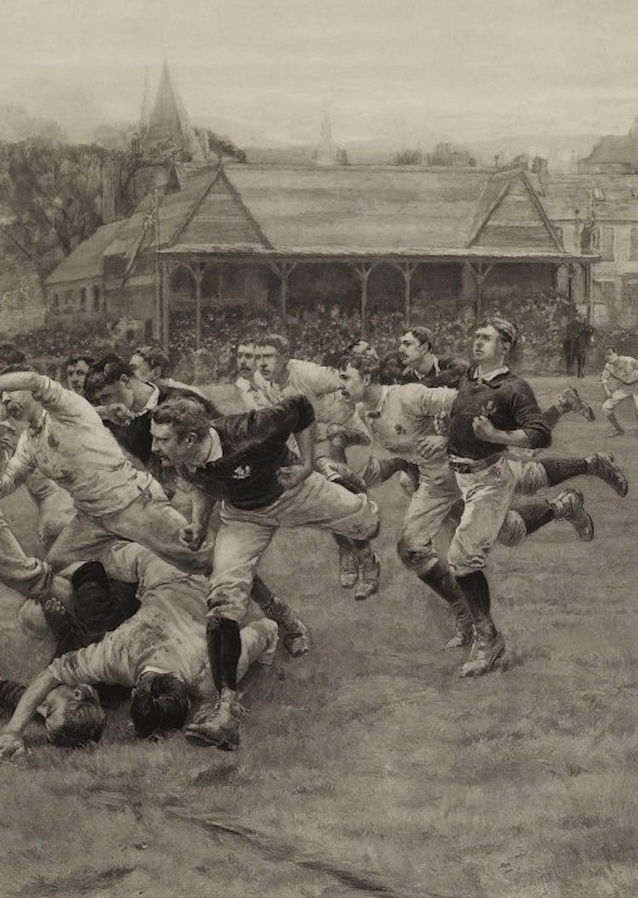 “A Football Match, Scotland v. England” by William Overhand and Lionel Smythe, Signed Limited Edition Photogravure, 1889 - The Great Republic