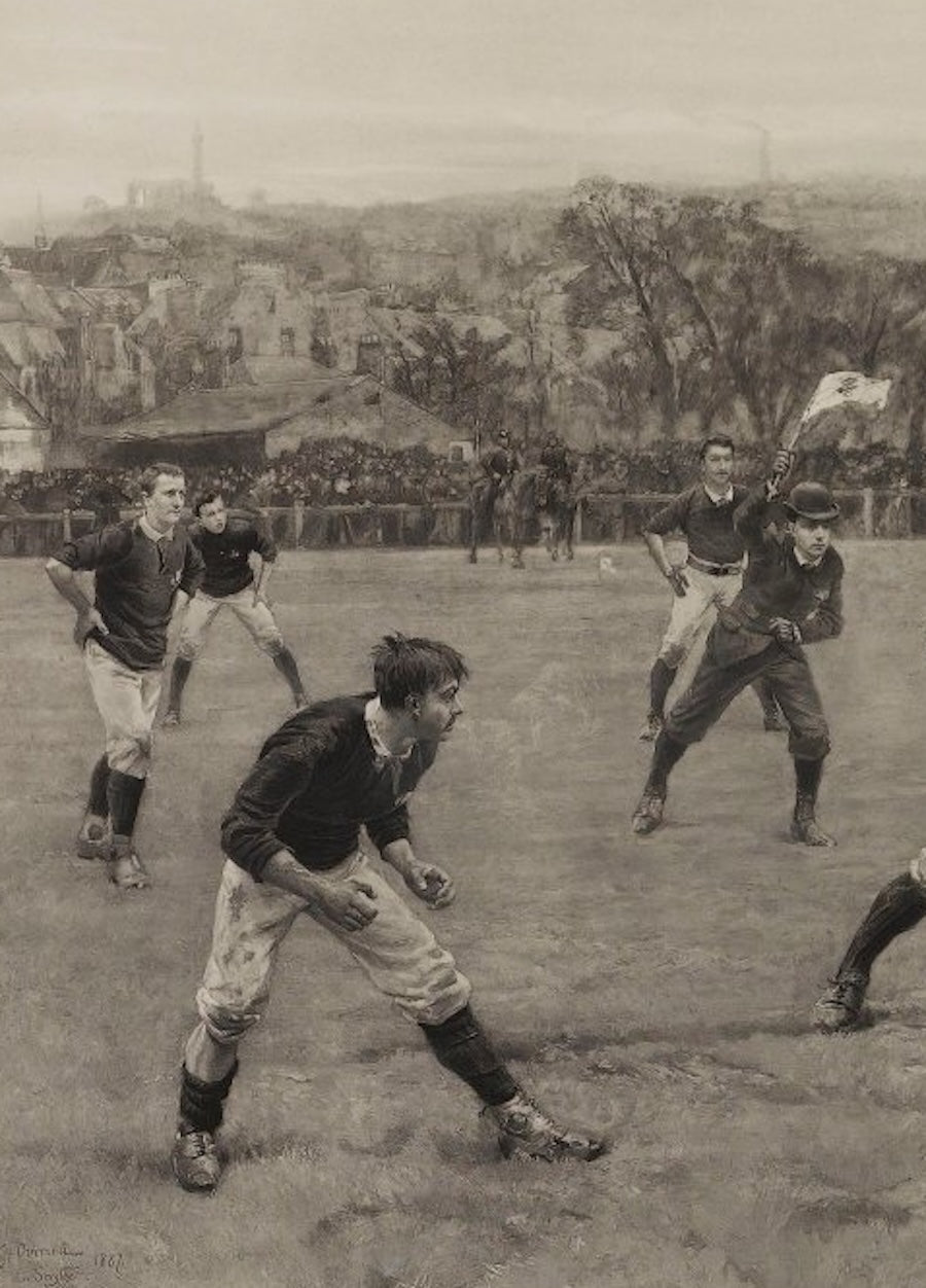 “A Football Match, Scotland v. England” by William Overhand and Lionel Smythe, Signed Limited Edition Photogravure, 1889 - The Great Republic
