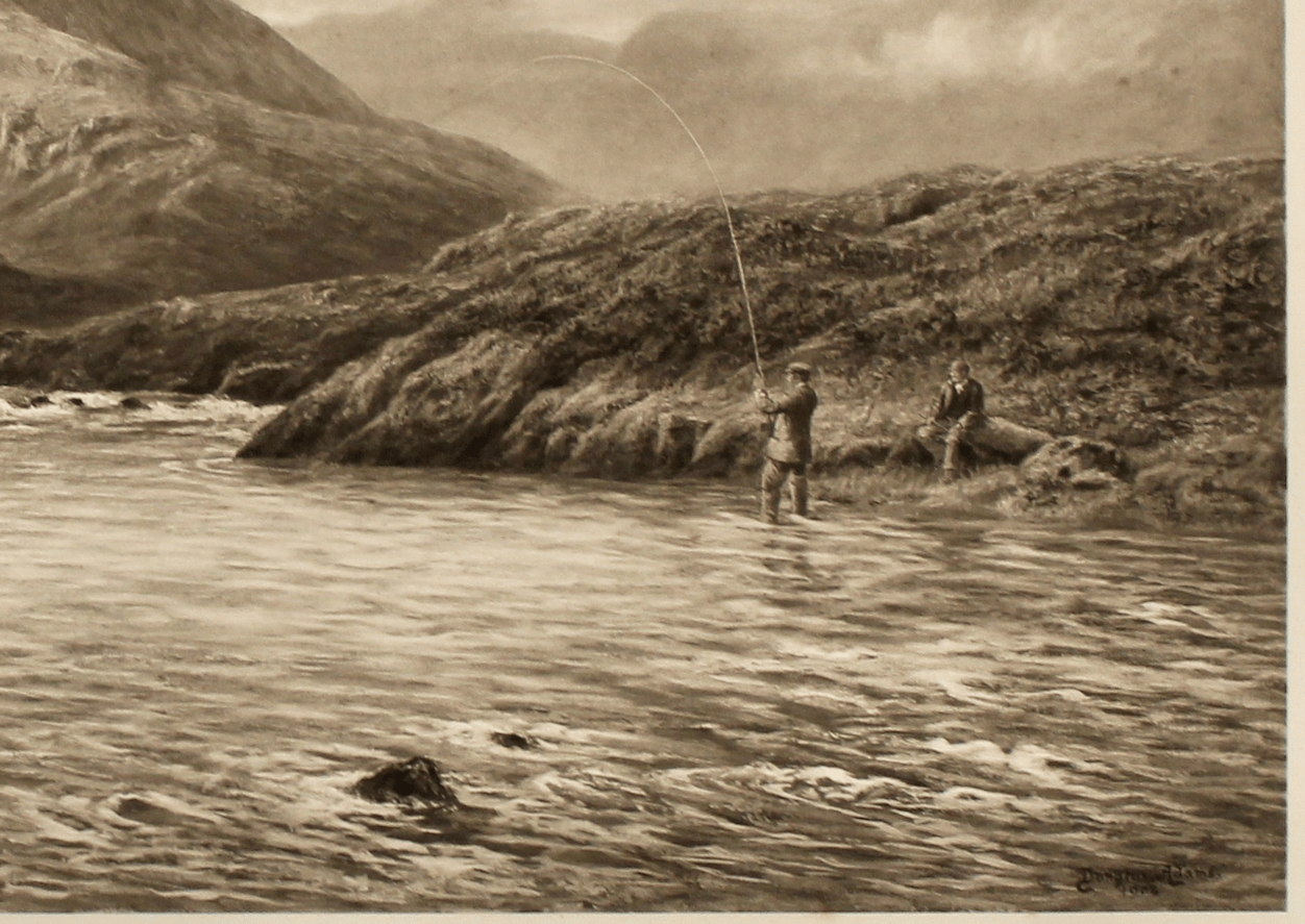 "A Tight Line," Signed by Douglas Adams, Fishing Print, 1903 - The Great Republic