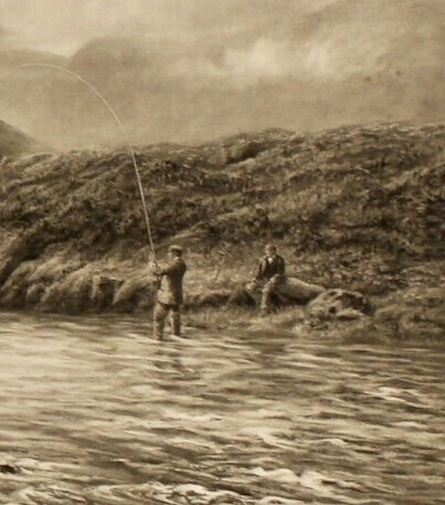 "A Tight Line," Signed by Douglas Adams, Fishing Print, 1903 - The Great Republic