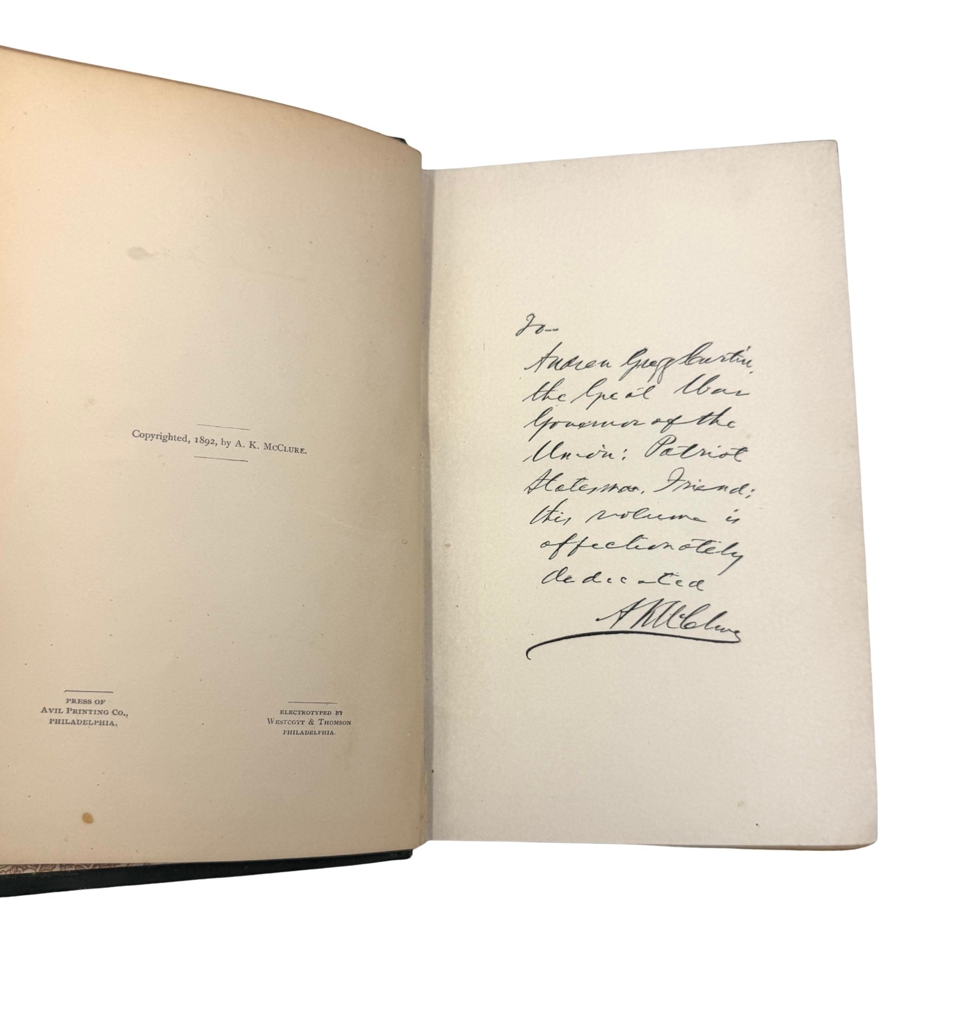 Abraham Lincoln and Men of War-Times by A. K. McClure, in Original Boards, 1892 - The Great Republic